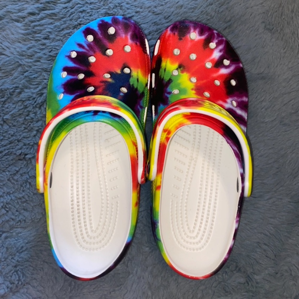 Tie dyed crocs